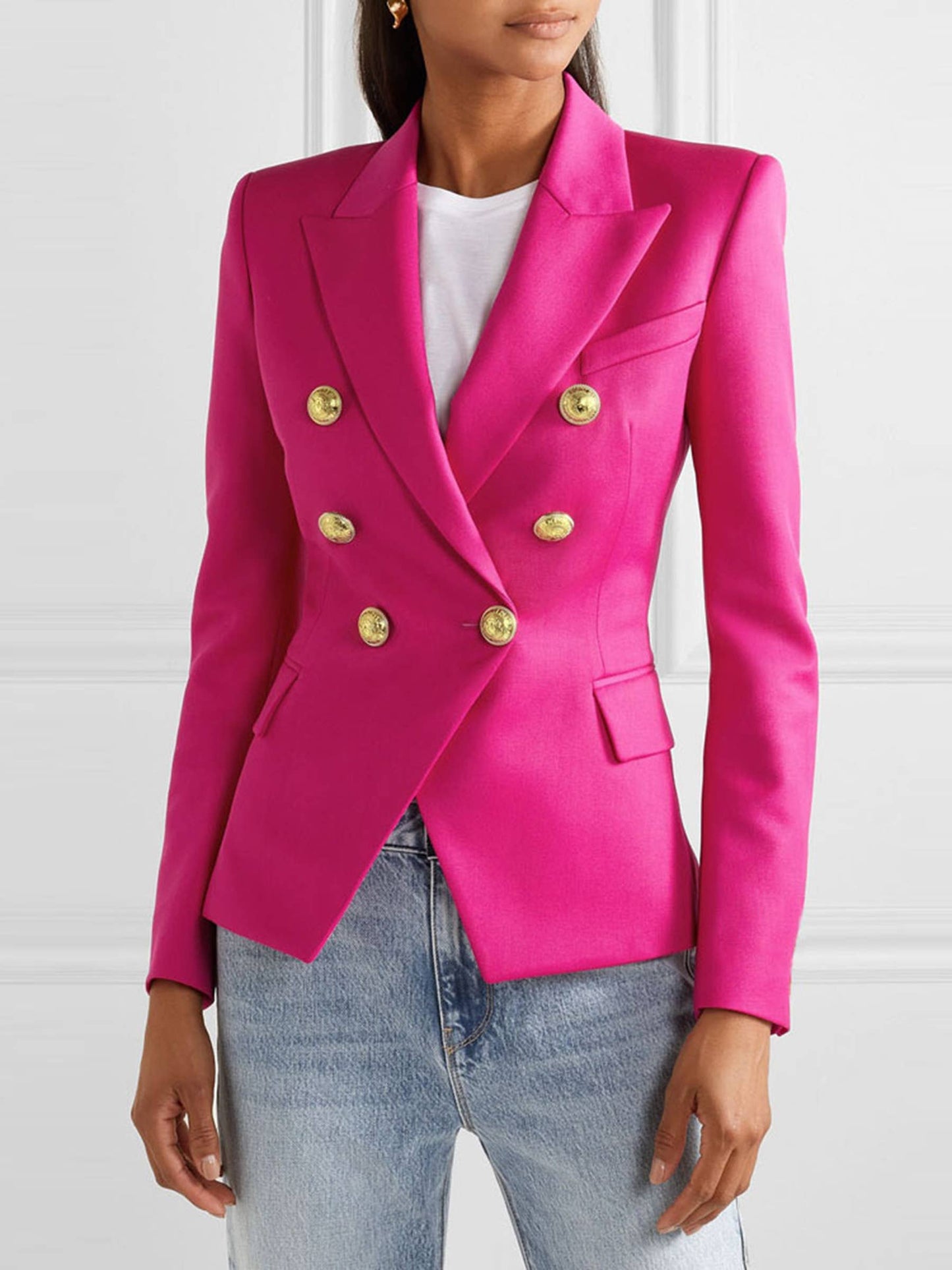 Fashionable Short Double Breasted Suit Jacket: White