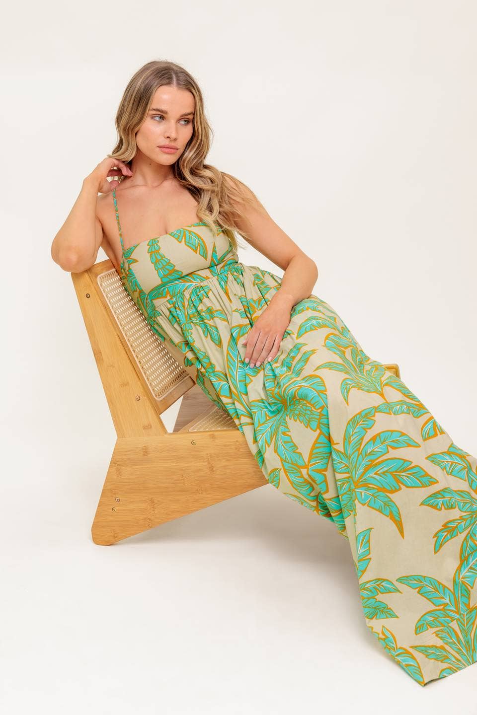 *PREORDER*Palm Sundress: Taupe & Aqua