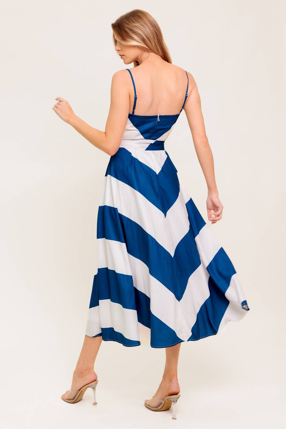 Belted Sundress: Navy & White