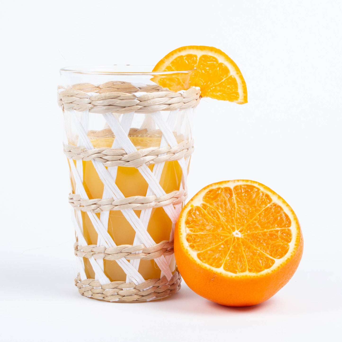 White Rattan Tumbler Glass