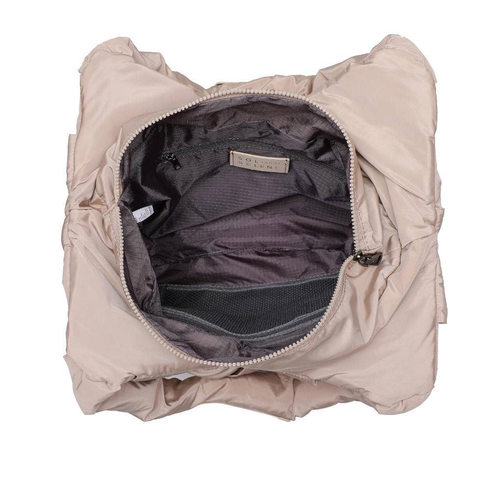 Illumine Woven Nylon Tote: Nude