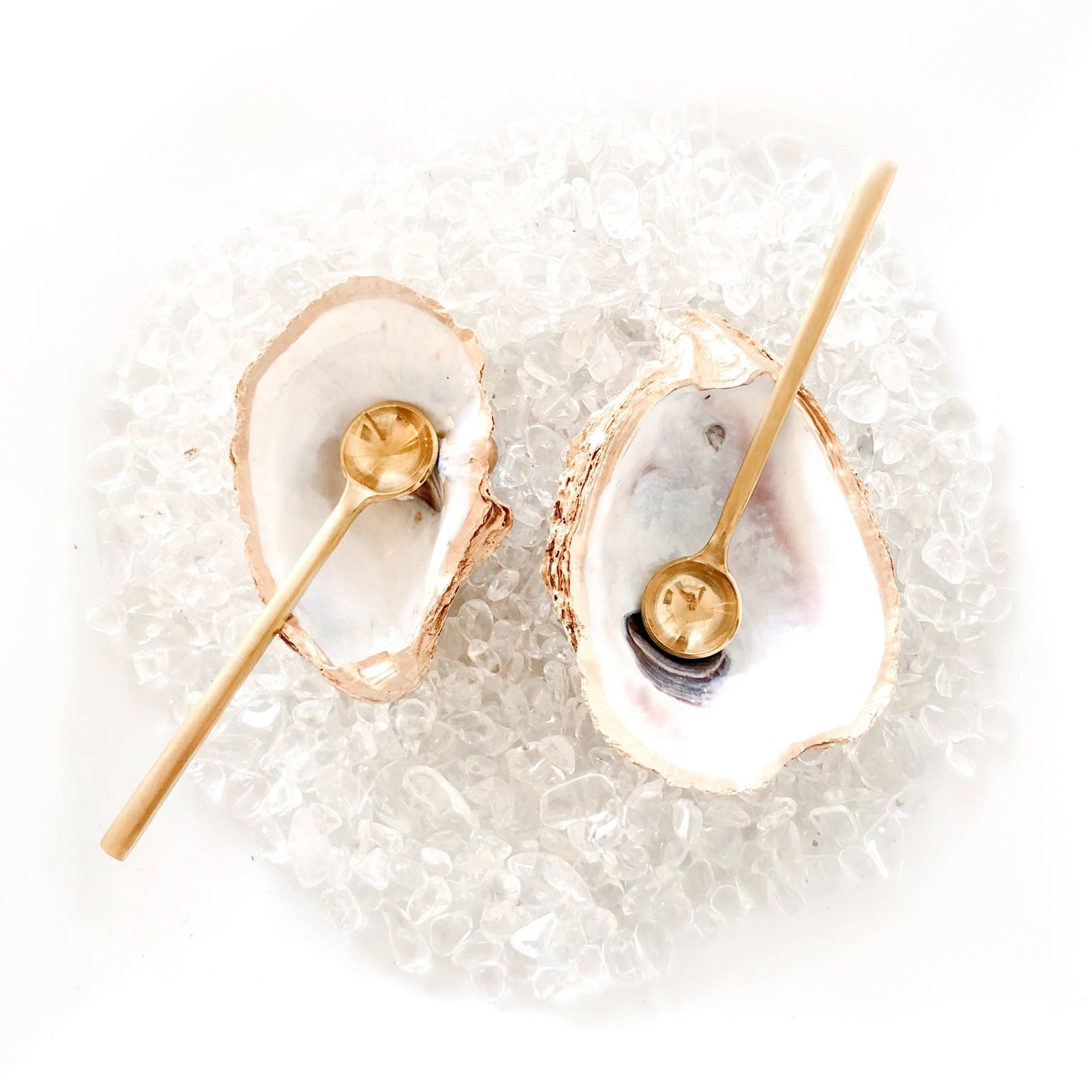 Salt & Pepper Set: Natural Oyster w/ Mother of Pearl spoons