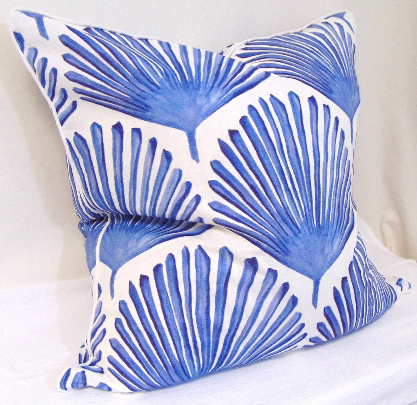 Limited Edition Fan Palm Pillow Cover With Welt