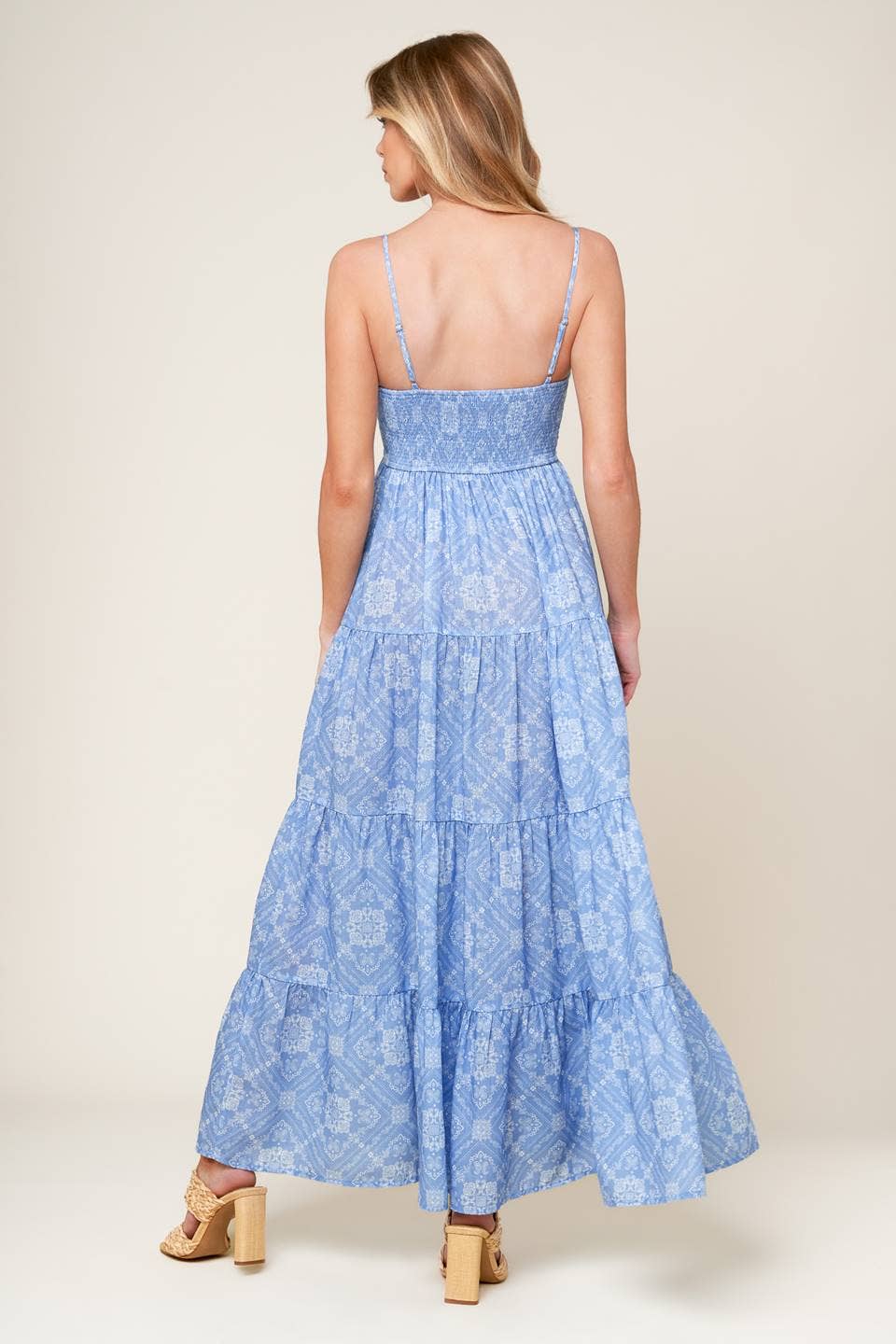Print woven maxi dress: Slate Blue