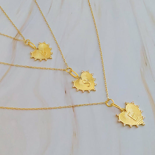 Clip Hanging Initial Heart Necklace: G