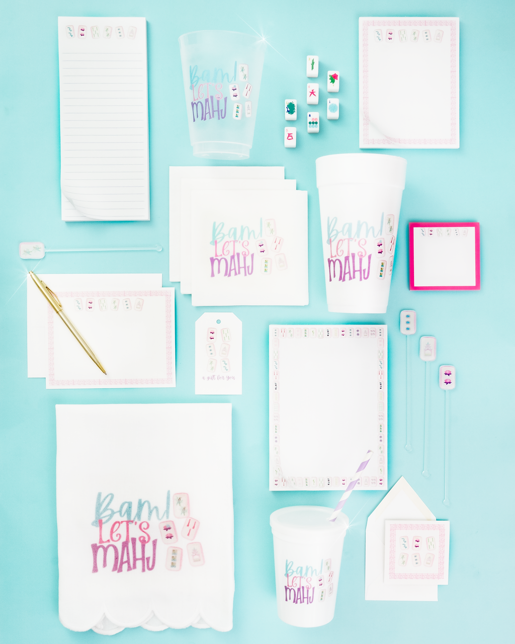 Bam Let's Mahj Mahjong Cocktail Napkins Set/20