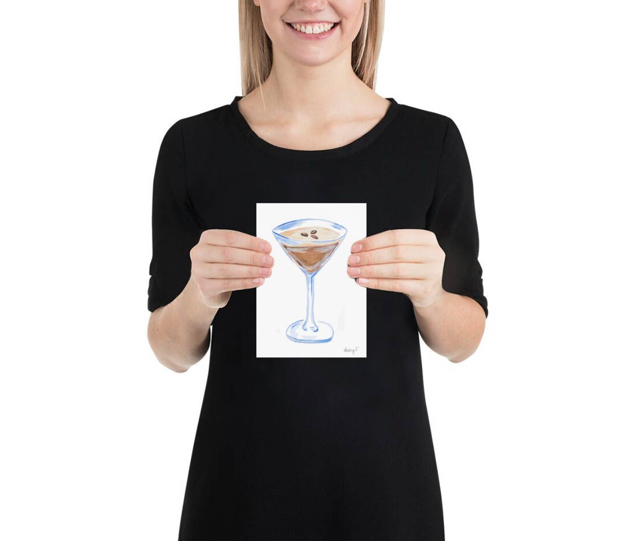 Print Watercolor Espresso Martini Cocktail Art: 11” x 14”