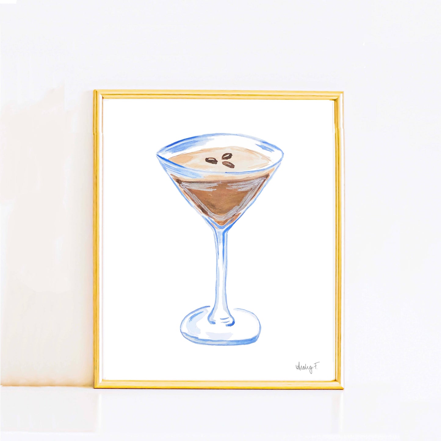 Print Watercolor Espresso Martini Cocktail Art: 8” x 10”