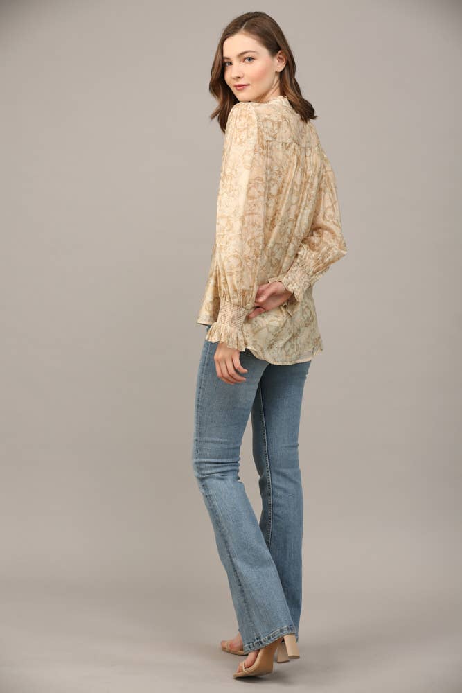 Floral Print Button Up Top