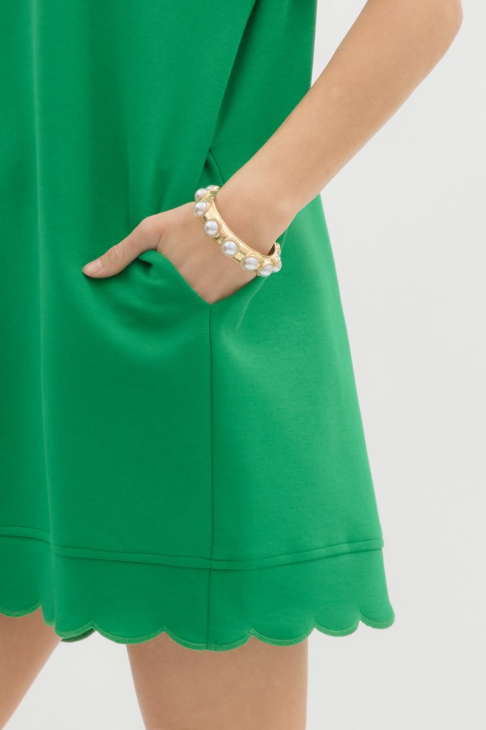 Knit Pullover Dress: Green