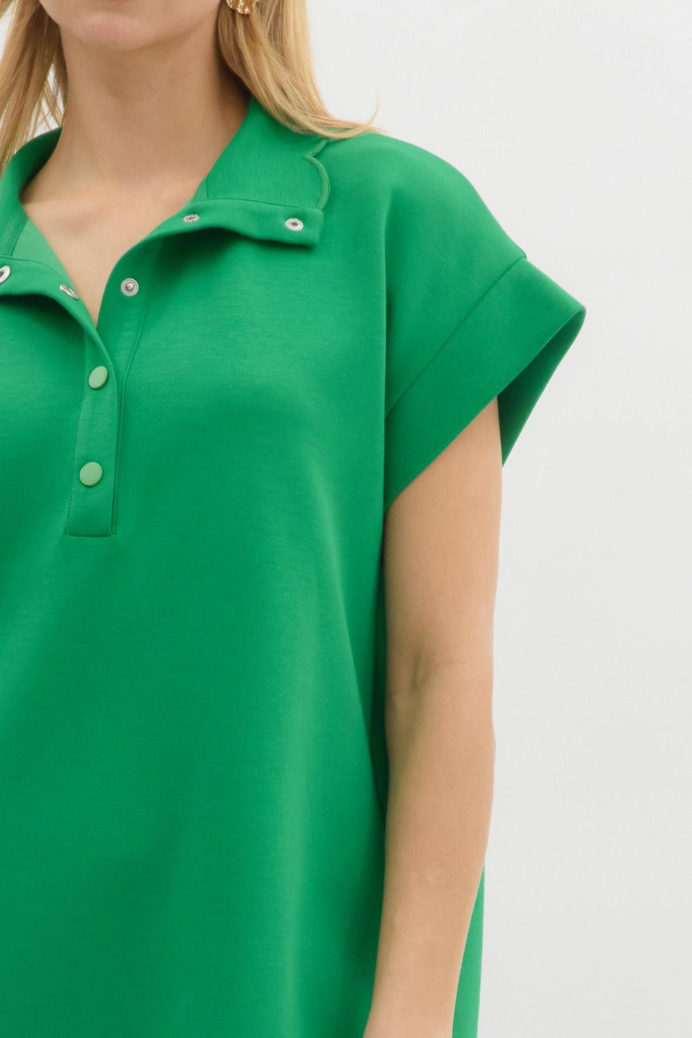 Knit Pullover Dress: Green