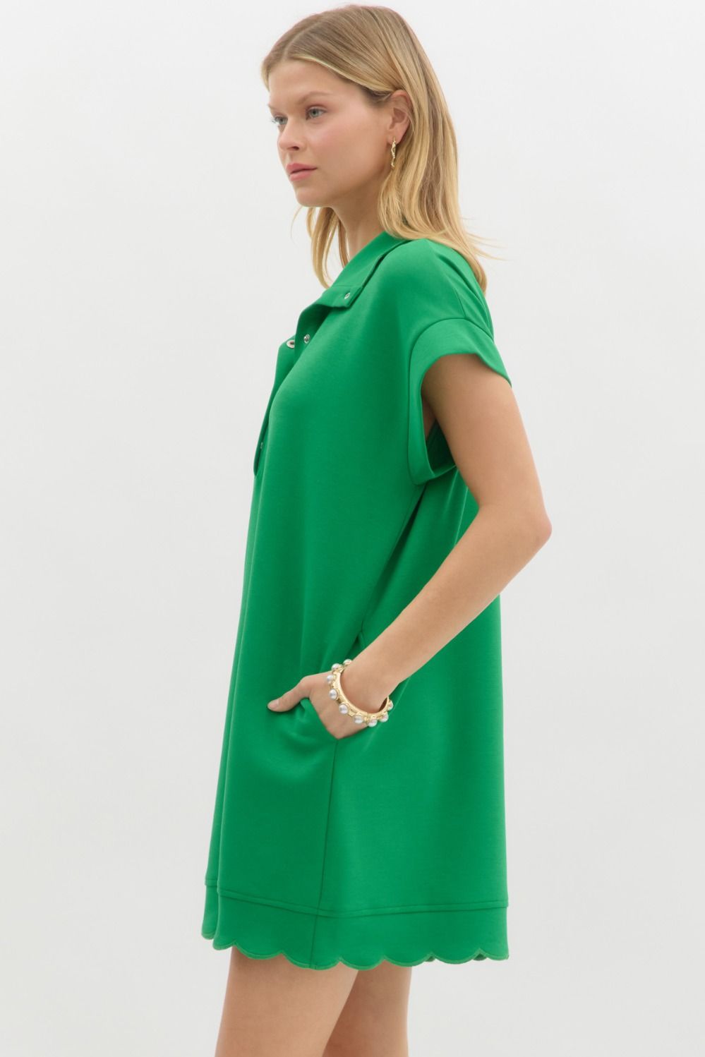 Knit Pullover Dress: Green