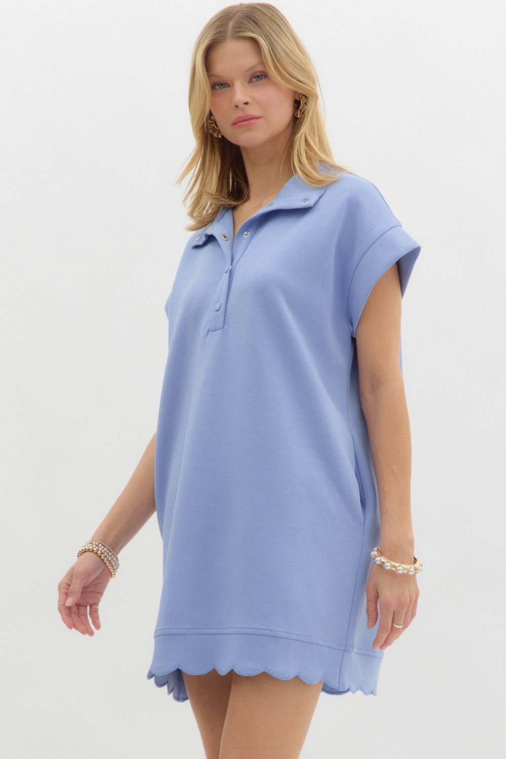 Knit Pullover Dress: Blue
