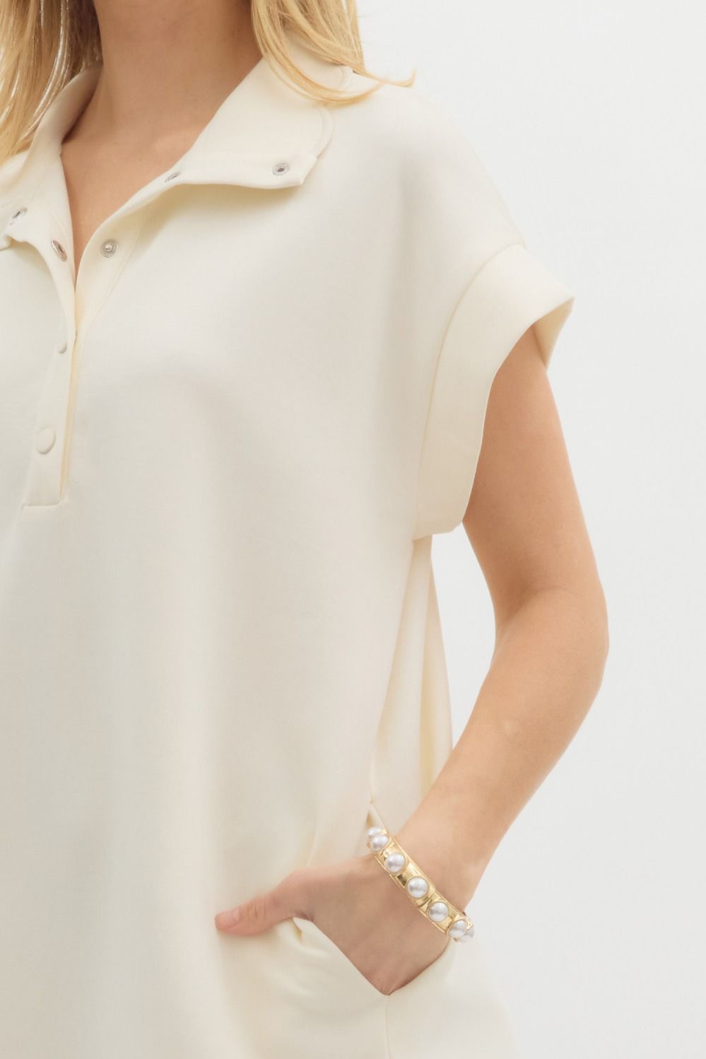 Knit Pullover Dress: Cream
