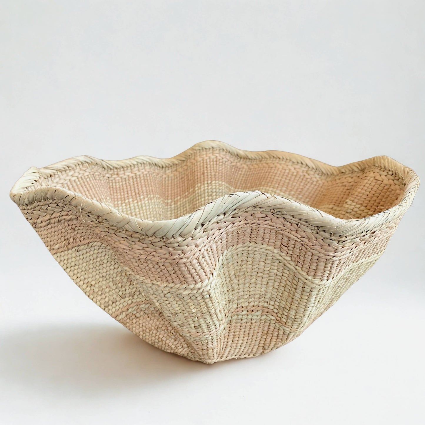 Dramatic Rippled Palm Leaf Dancing Basket: Small