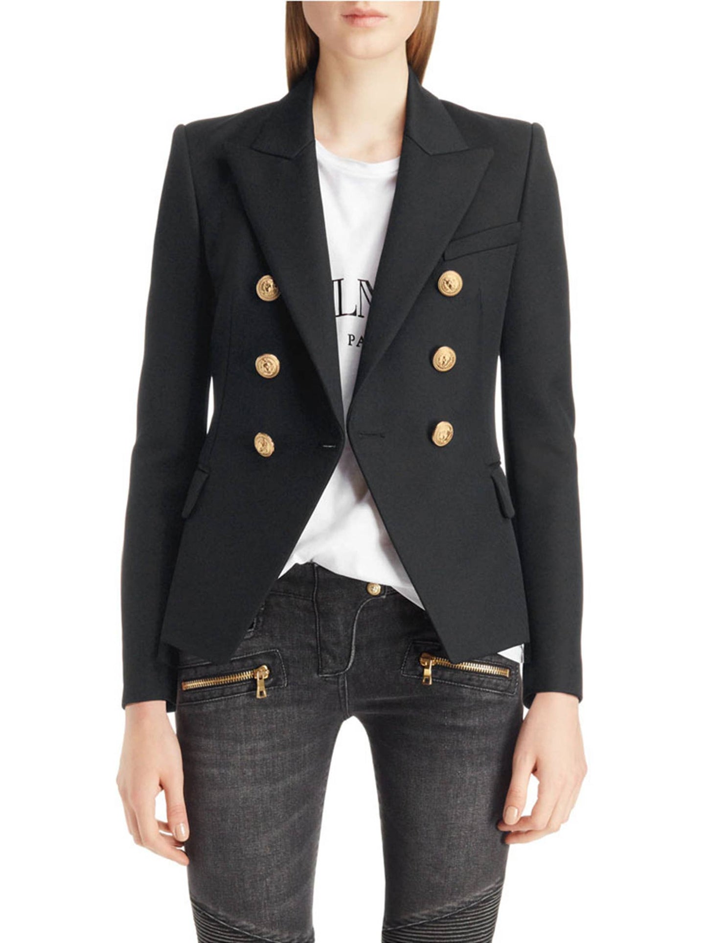 Fashionable Short Double Breasted Suit Jacket: White