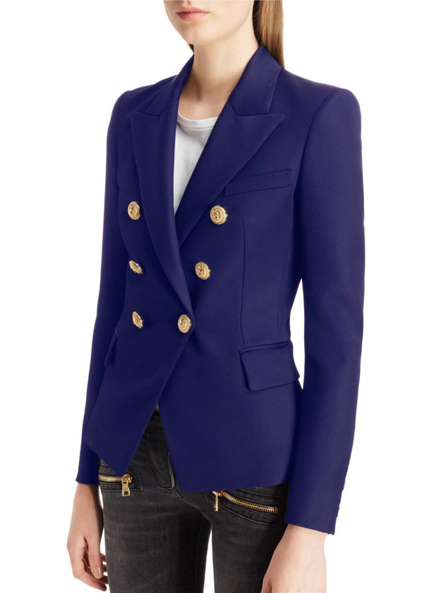 Fashionable Short Double Breasted Suit Jacket: White
