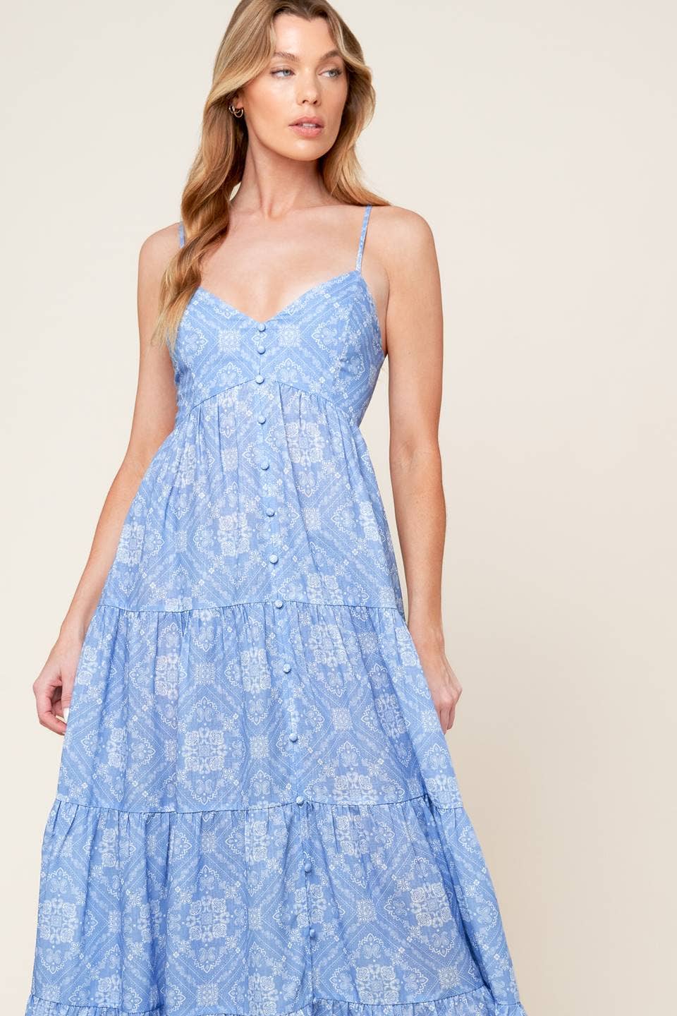 Print woven maxi dress: Slate Blue