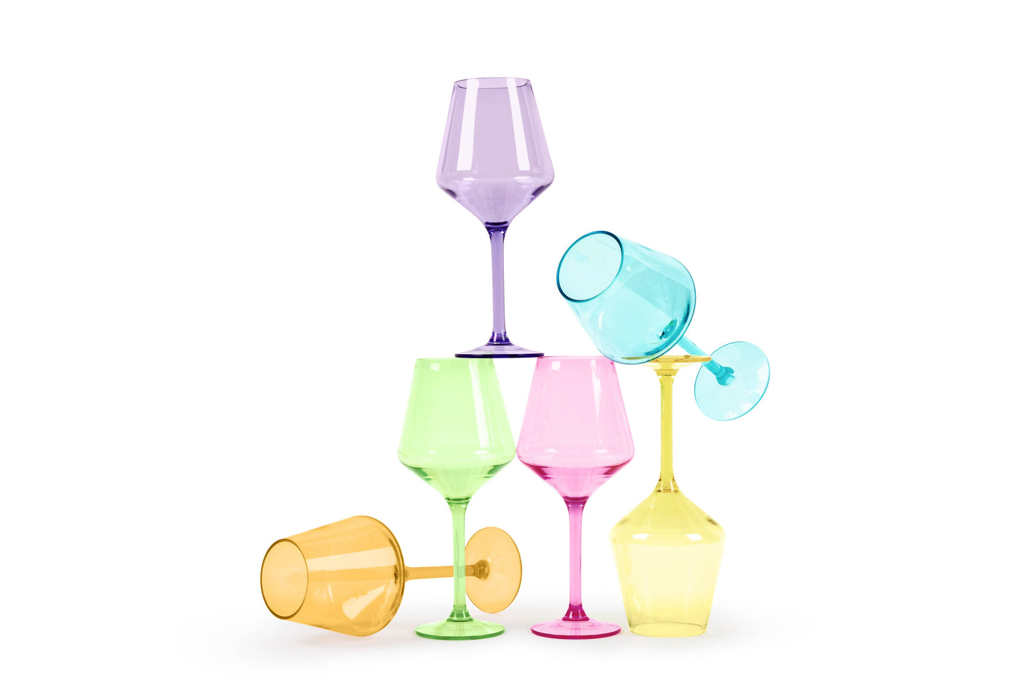 Acrylic Stemmed Wine Glasses-Bright