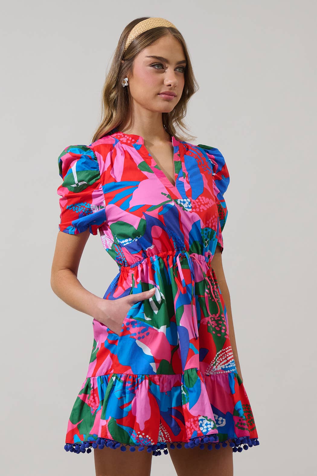 *PREORDER* Floral Gerica Shift Mini Dress: Pink, Blue & Green