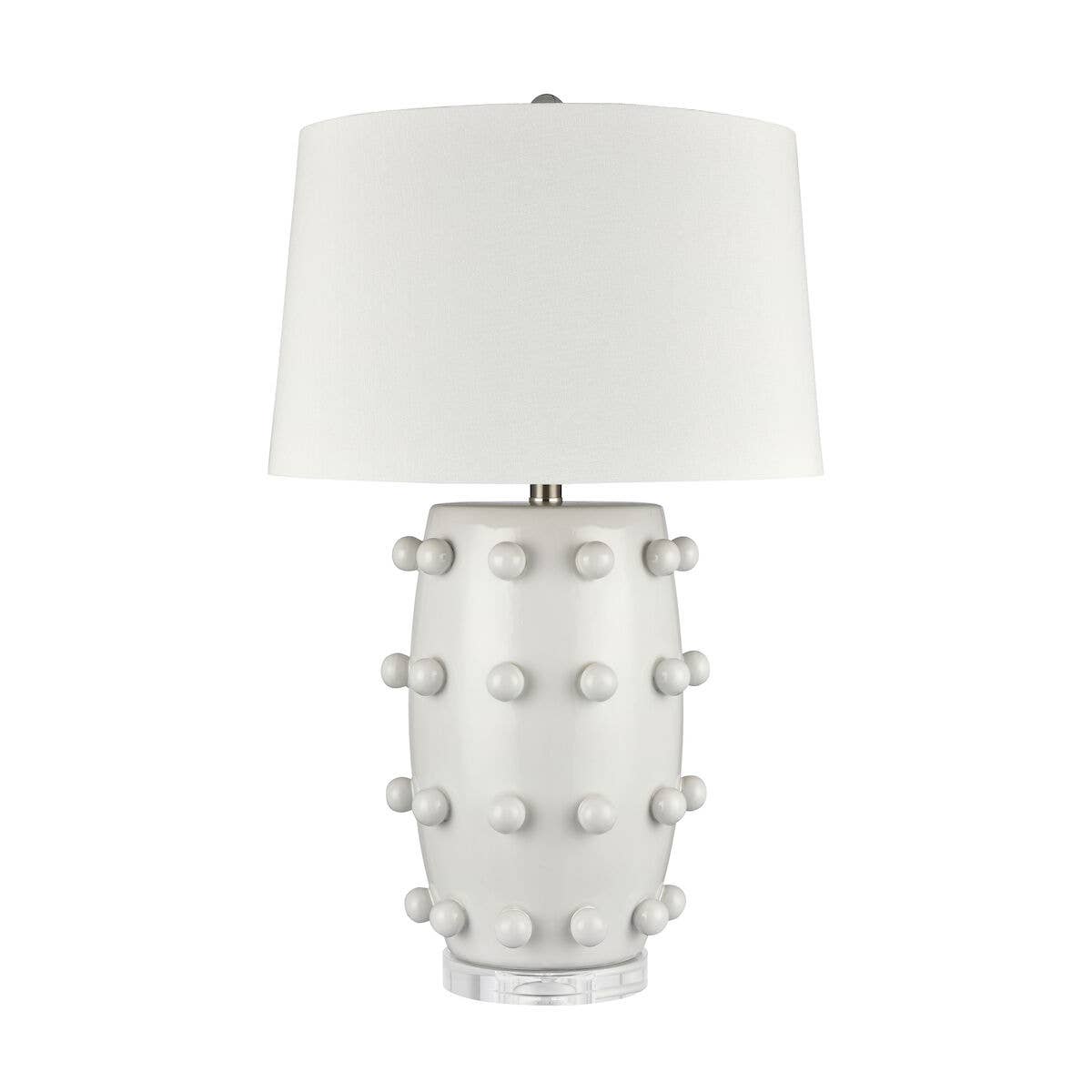Studded White Table Lamp, 25" H