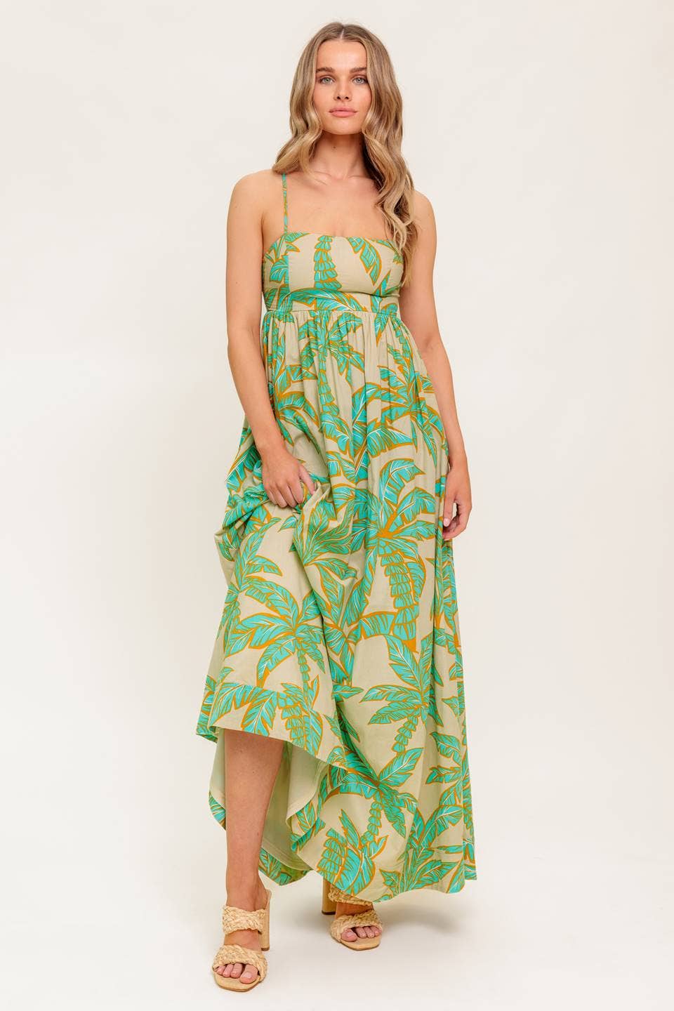 *PREORDER*Palm Sundress: Taupe & Aqua