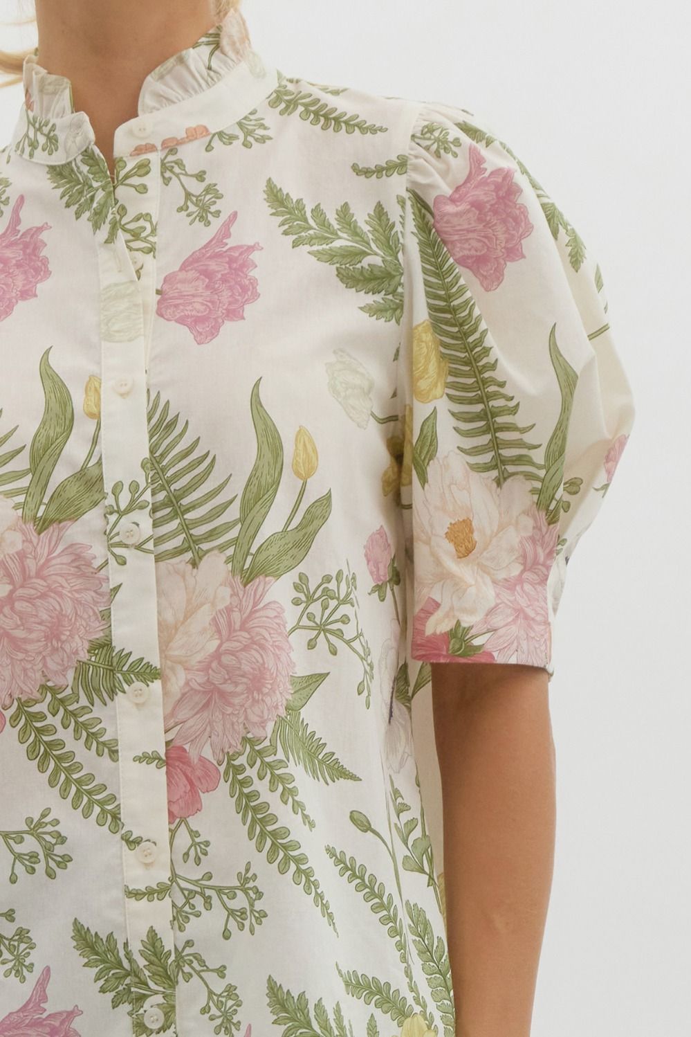 *PRE ORDER* White Floral Button Up Top