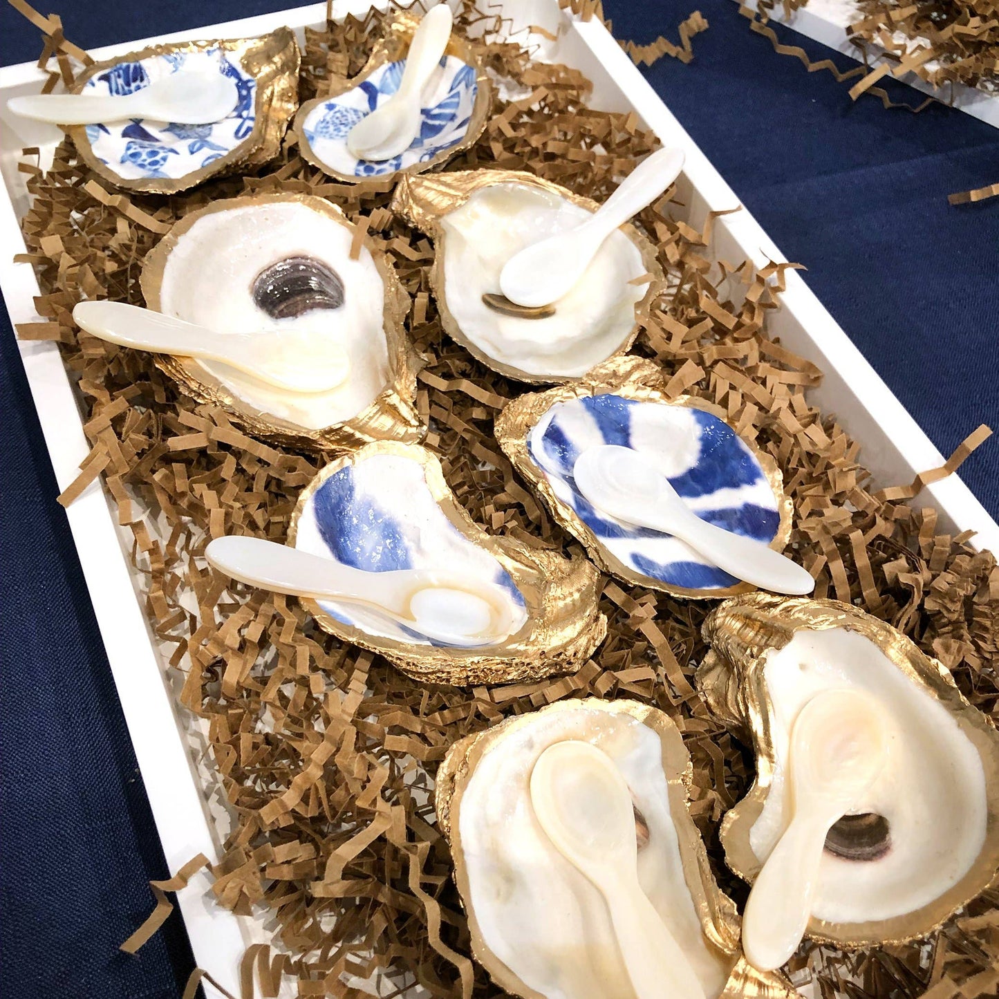 Salt & Pepper Set: Natural Oyster w/ Mother of Pearl spoons