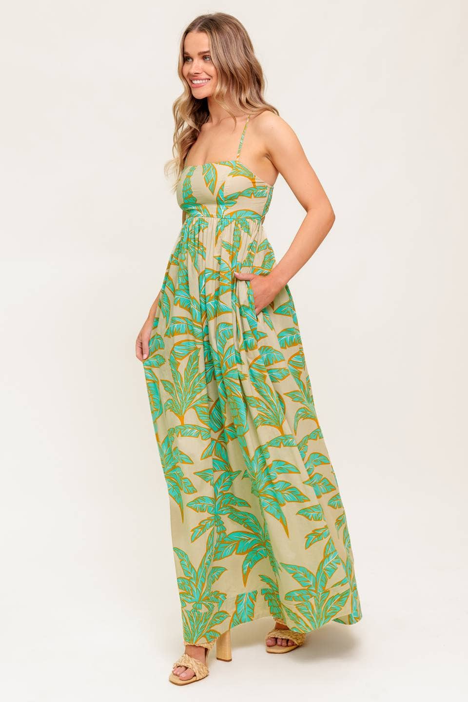 *PREORDER*Palm Sundress: Taupe & Aqua