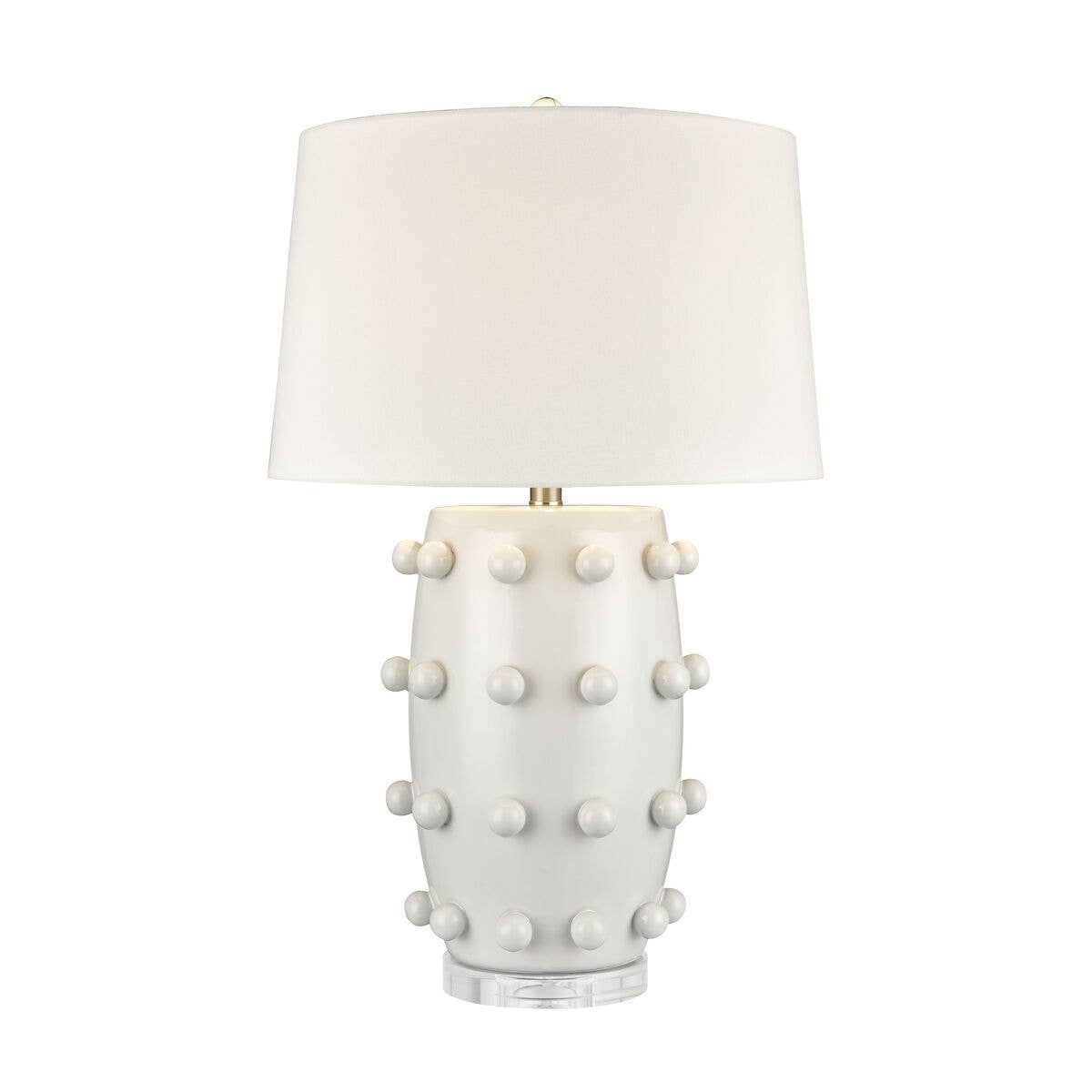 Studded White Table Lamp, 25" H