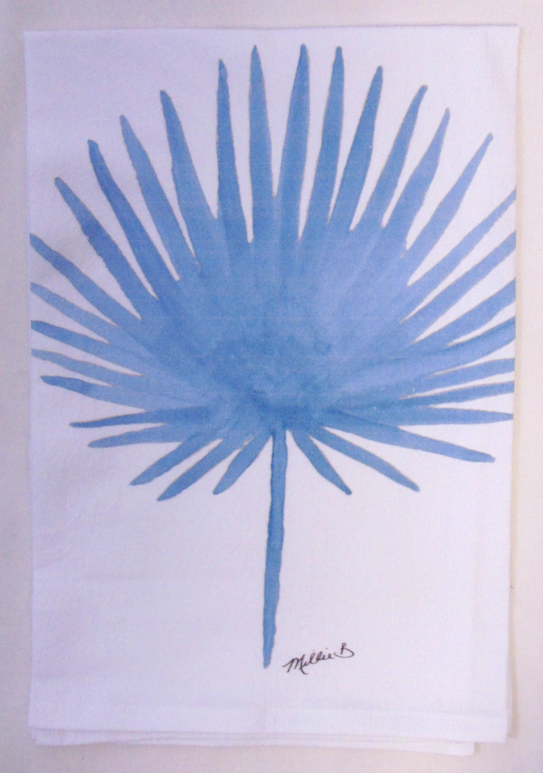 Blue Palm Frond Tea Towel