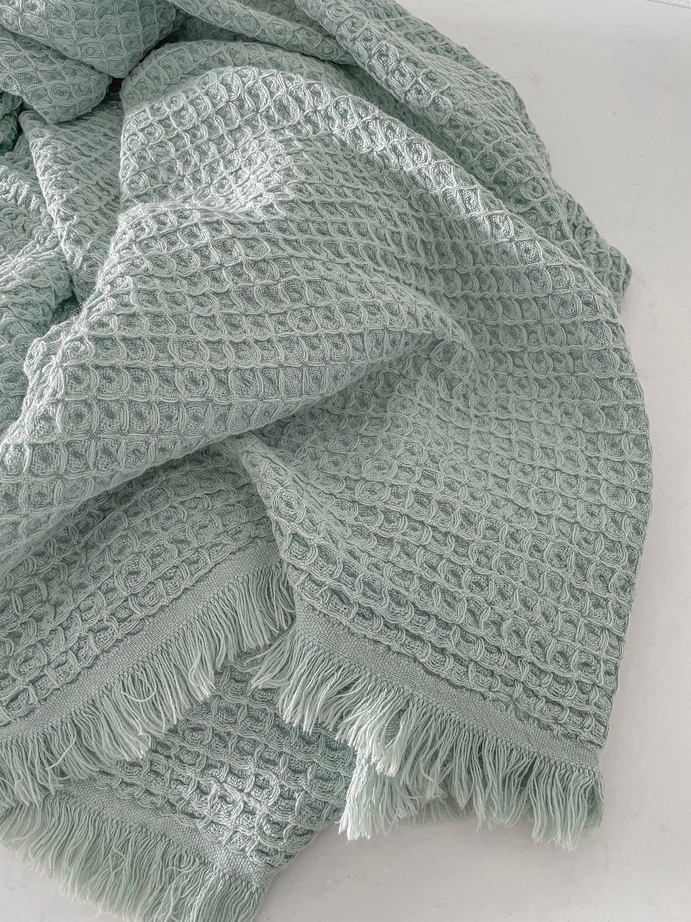 Turkish Waffle Throw, Green