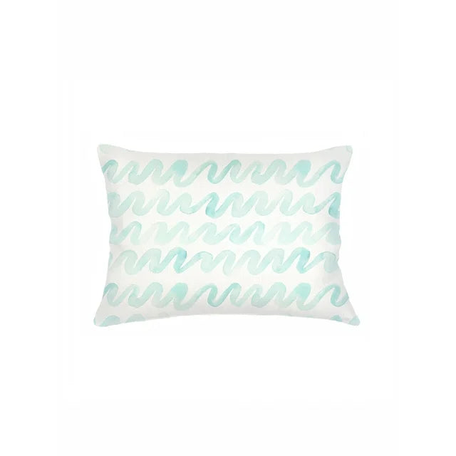 Watercolor Wave Pillow, Aqua