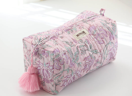 Lavender Floral Travel/ Makeup Bag