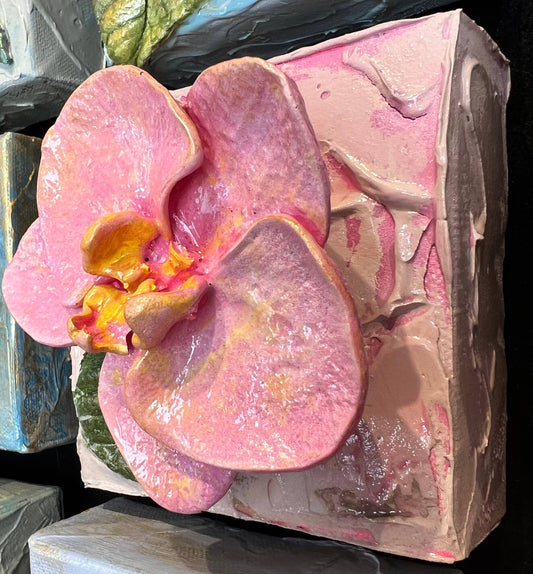4X4 inch Clay Orchid Artwork: White