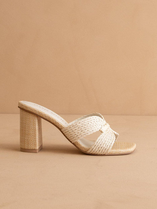 The Santiago Raffia Heel: OFF WHITE