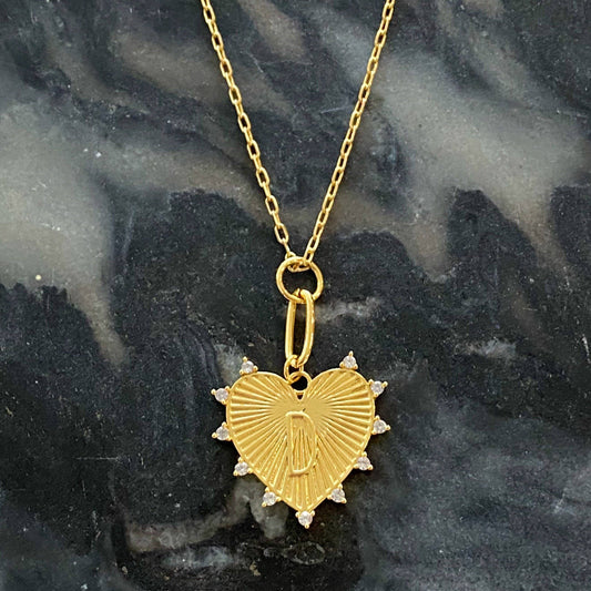 Clip Hanging Initial Heart Necklace: D