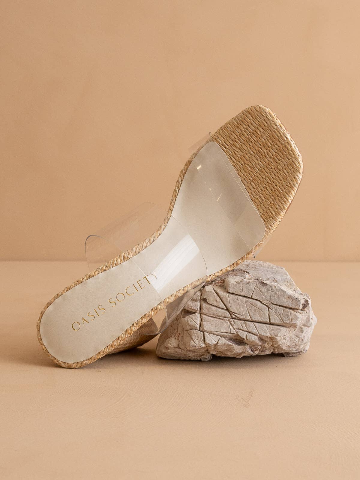 The Francee Transparent Double Strap Raffia Heel: NATURAL