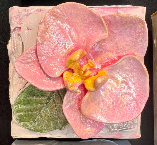 4X4 inch Clay Orchid Artwork: White