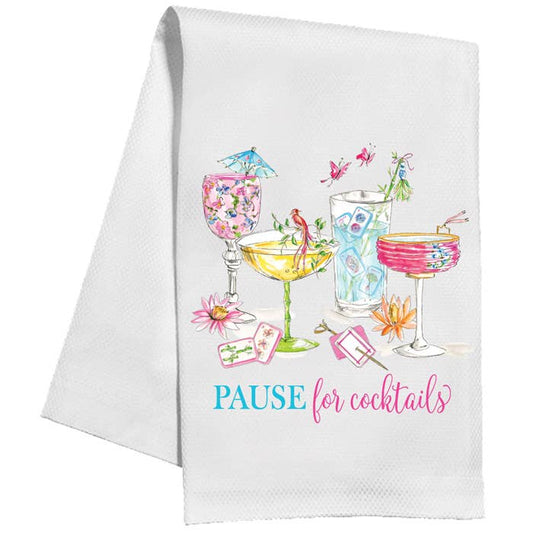 Cocktails Pause For Cocktails Mahjong Kitchen Towel