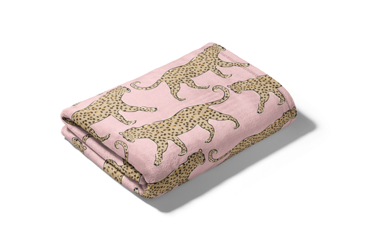 Minky Plush Throw Blanket - Leopard - New!: Ecru