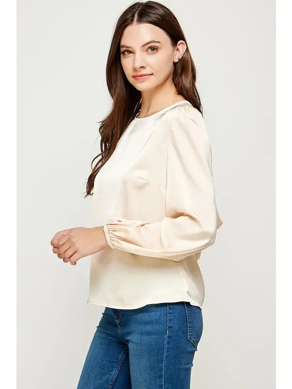 Silk Back Detail Top: Ivory