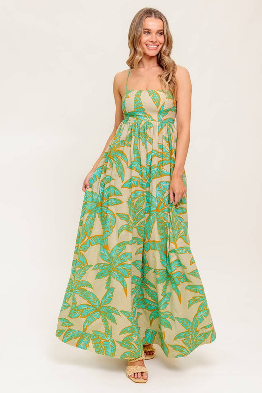 *PREORDER*Palm Sundress: Taupe & Aqua