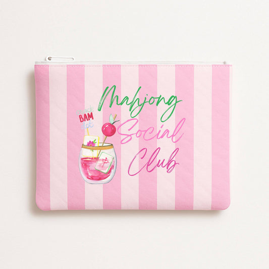Mahjong Pouch | Mahjong Social Club Flat Zip Mahjong gift