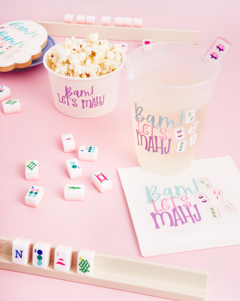 Bam Let's Mahj Mahjong Cocktail Napkins Set/20