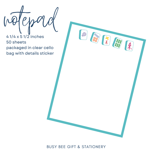 Mahjong Tiles Turquoise Notepad | 4.25x5.5 inches