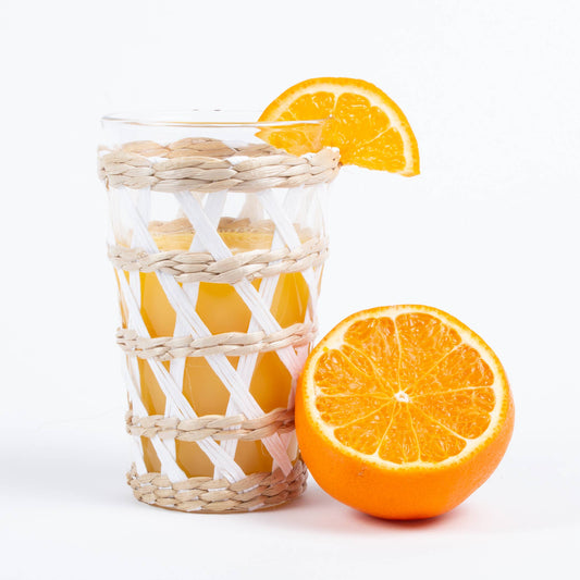 White Rattan Tumbler Glass