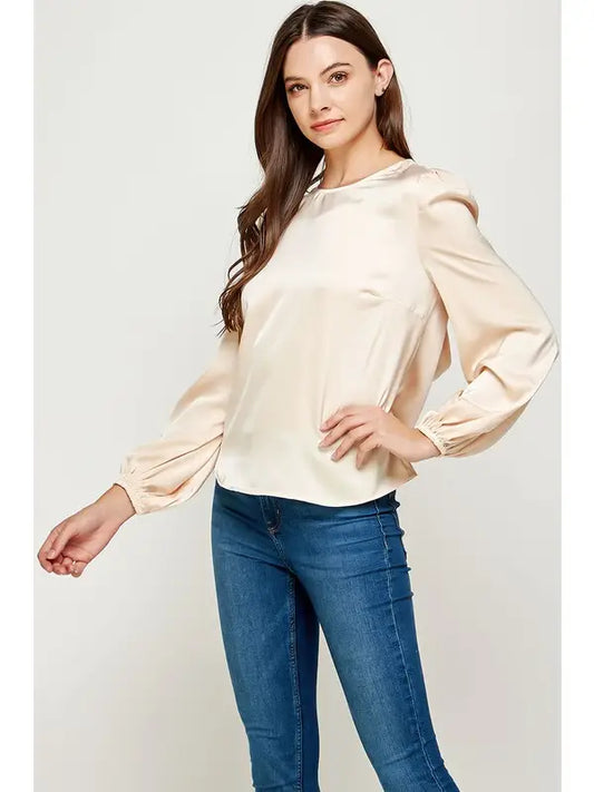 Silk Back Detail Top: Ivory