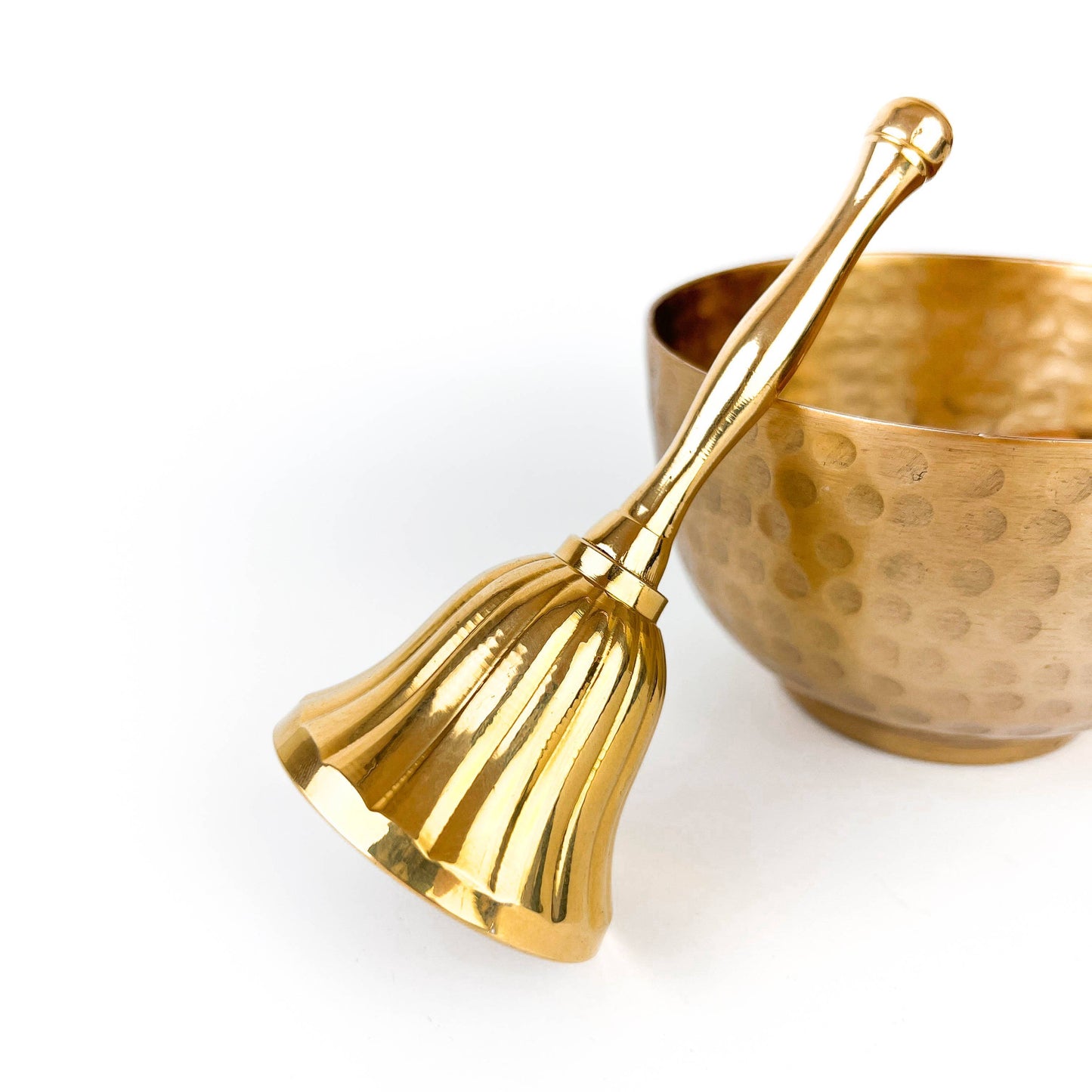 Brass Bell With Decorative Scalloped Outer Bell And Slender