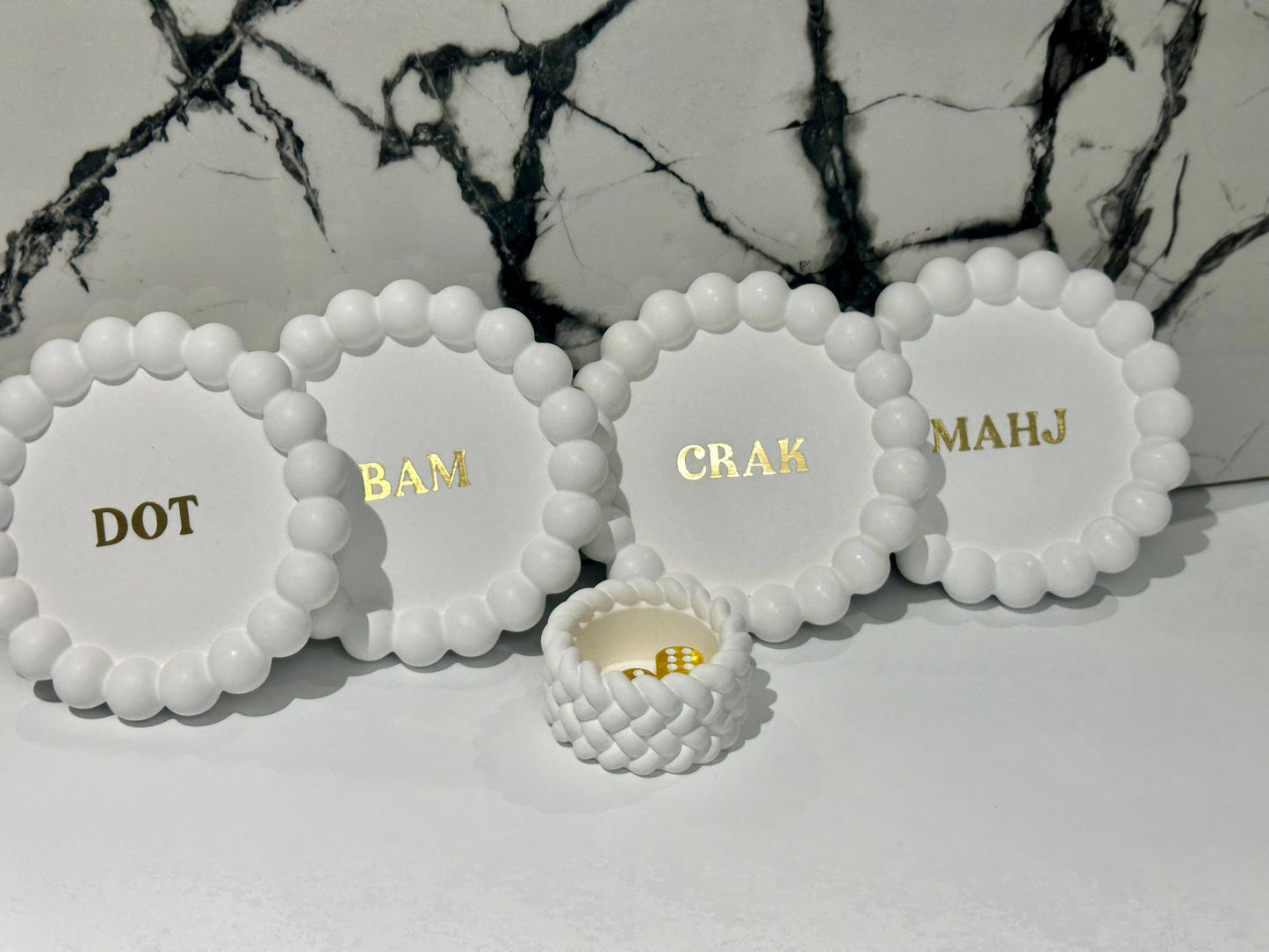 The Lara Lounge Set: Gold Dice (Set of Two) / White / Mahj Edition GOLD
